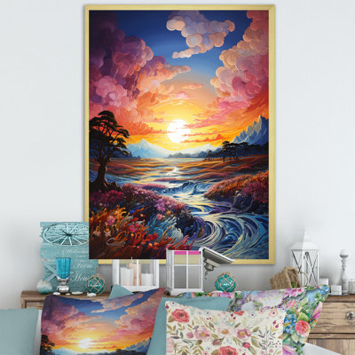 «Sunset Skies Of Wonder Fields I», reproduction d'art sur toile