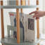 Bibliothèque pivotante à 360 °, 4 tablettes, grand espace de rangement et tablettes de rangement multifonctionnelles