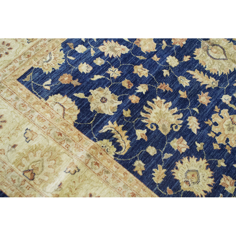 Tapis bleu de haute qualité noué à la main