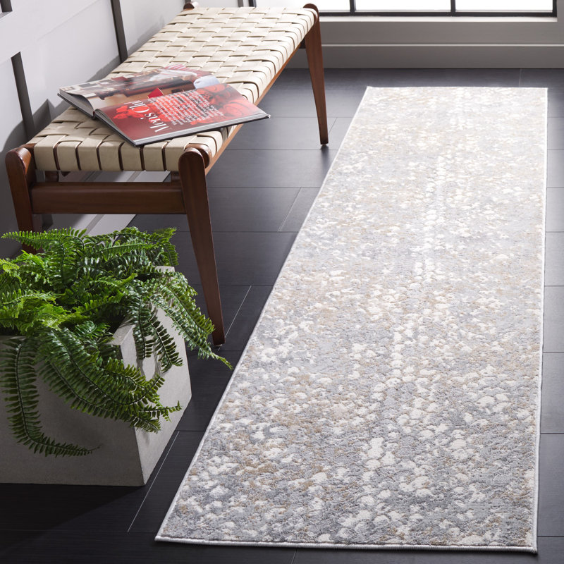 Esterley Abstract Area Rug in Ivory/Gray, Runner 2'2" x 8'