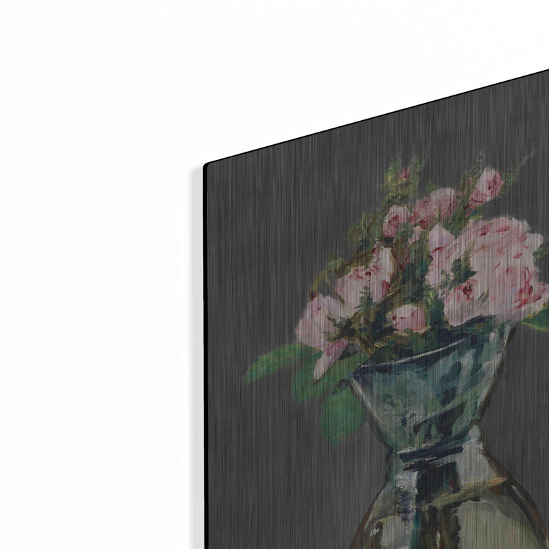«Watercolor Pink Roses» par Lettered & Lined, art mural en métal, H 24 po x l 16 po