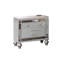 Mobilier de chambre à coucher lit moderne 2 tables de chevet avec lumières DEL et panneau de verre capitonné horizontal argent-418353086