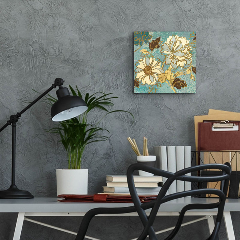 Art mural épique «Sophias Flowers Blue 1» par Wild Apple, 12 po x 12 po
