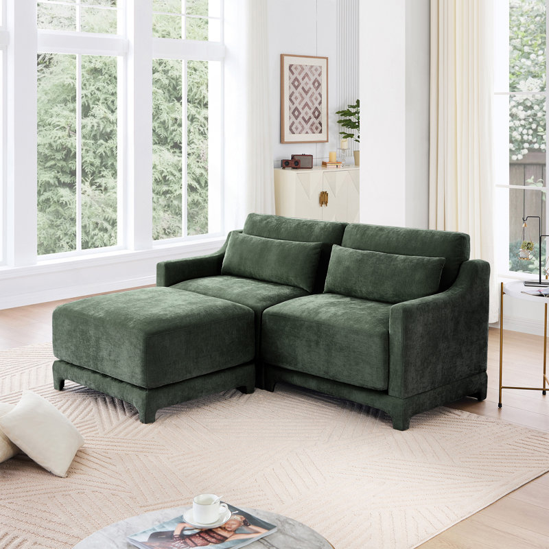 Canapé à deux places avec repose-pieds, coussins lombaires, conception ergonomique, bois de haute qualité et installation facile pour les chambres à coucher et les salons