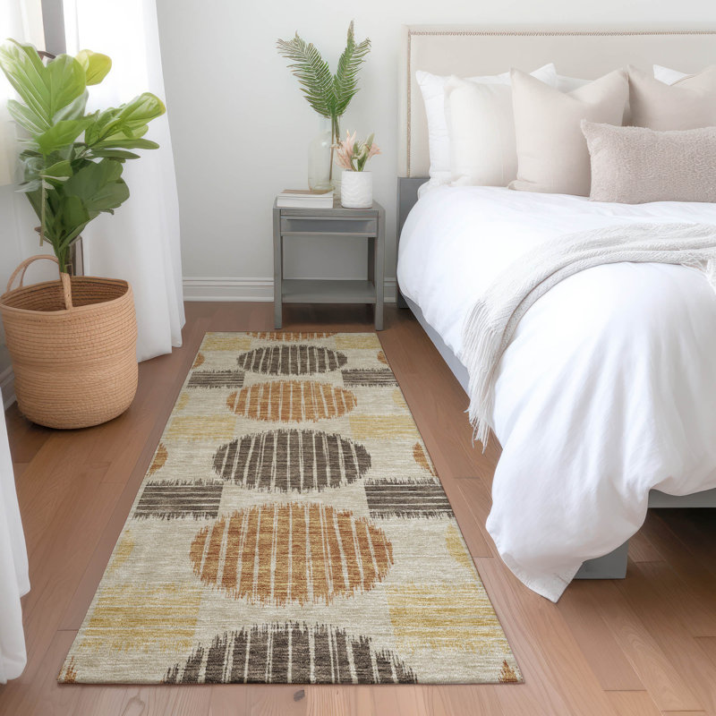 Premium Machine Washable Prisco Tan Rug, Runner 2'3" x 7'6"