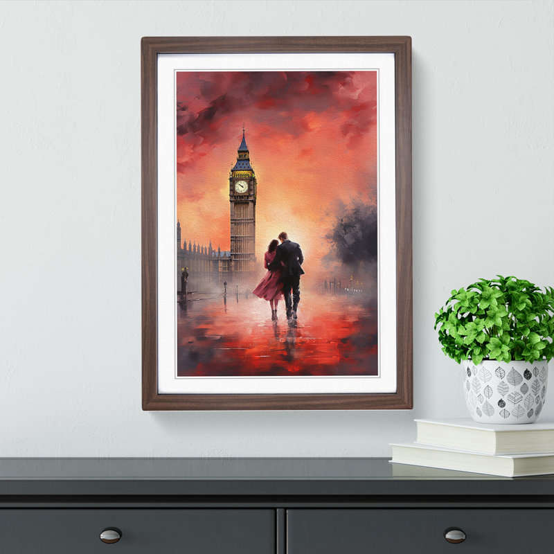 Big Ben Romanticism Art - Framed Print, 34cm H x 25cm W x 2cm D, Walnut