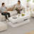 47.2 Inch Coffee Table with LED Lights, Modern High-Gloss Open Shelf Design, 2-Tier Floating Center Table with Illumination, Large LED Coffee Table for Living Room(Pur White)-1834053541
