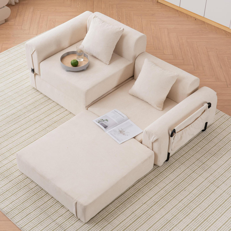 Canapé combiné rembourré gratuit, Beige, H 27 po x l 71 po x P 35 po