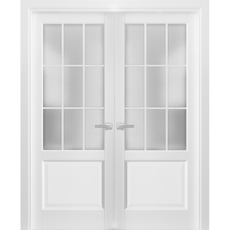 Portes blanches standard en verre givré Felicia, 72 po x 80 po
