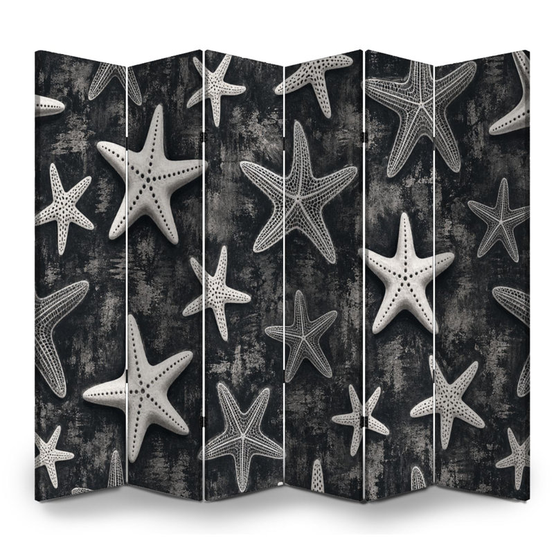 Cloison pliante 6 panneaux séparateur de toile Royal White Starfish, 6, H 71 po x l 96 po x P 1 po