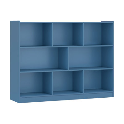 Bibliothèque sur pied à 3 niveaux et 8 cubes, meuble de rangement ouvert moderne pour salon, chambre et chambre d'enfant, bleu