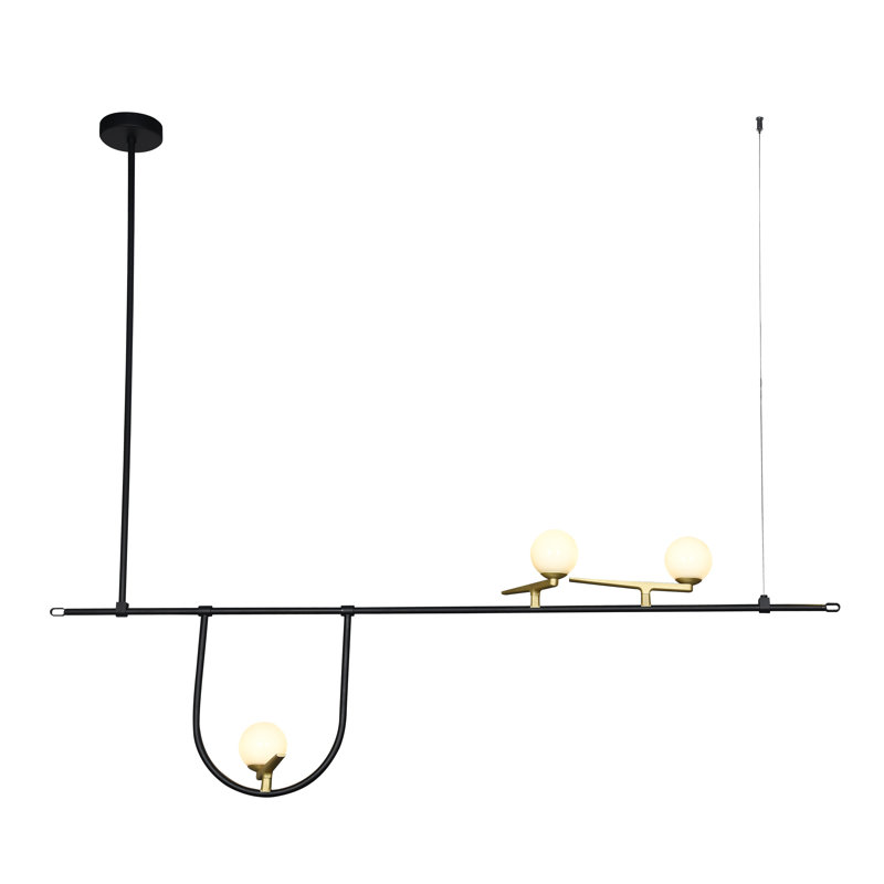 Industrial 3 Light LED Black Linear Chandelier