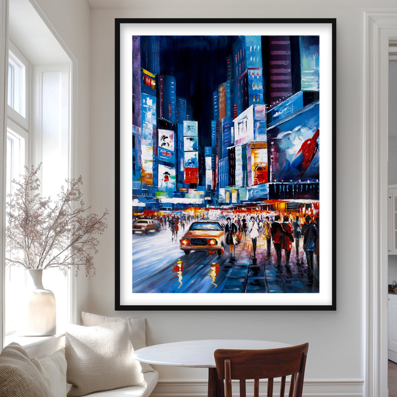 Times Square Perspectives - Cités voiture, reproduction encadrée, Noir