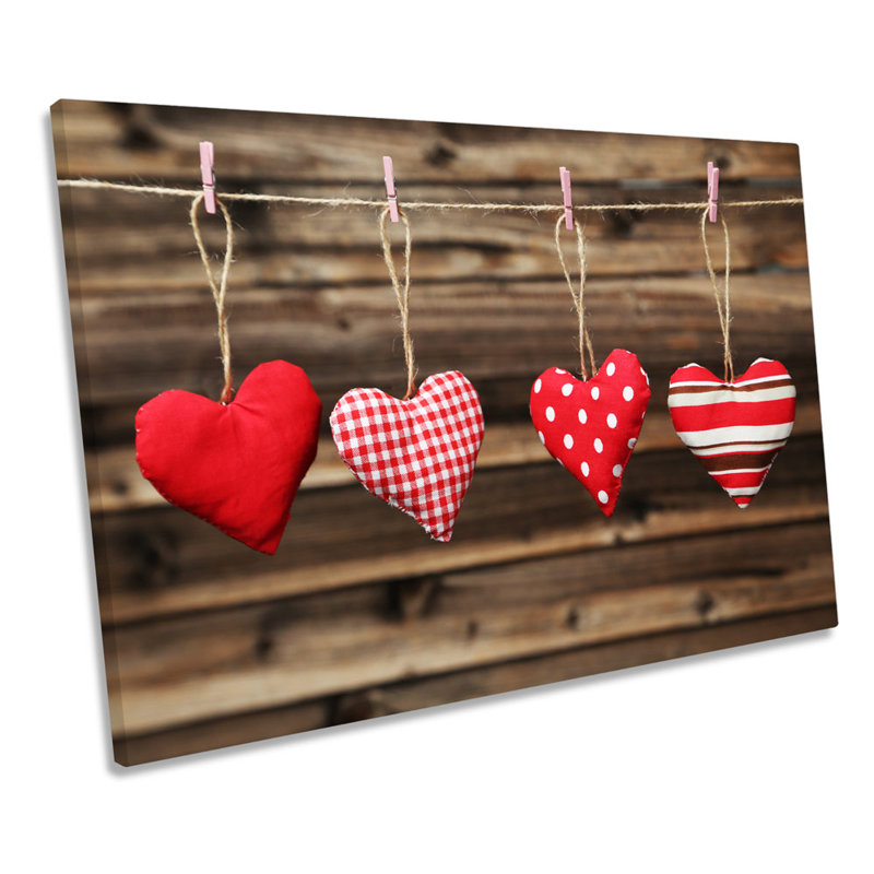 Shabby Elegance Hearts Decor - Wrapped Canvas Art Prints, 40.6cm H x 61cm W x 2cm D