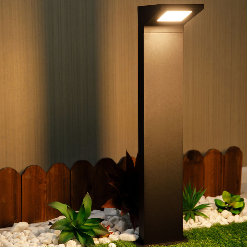 Integrated LED Metal Pathway Light, Grey, 27.56" H x 7.6" W x 6.5" D