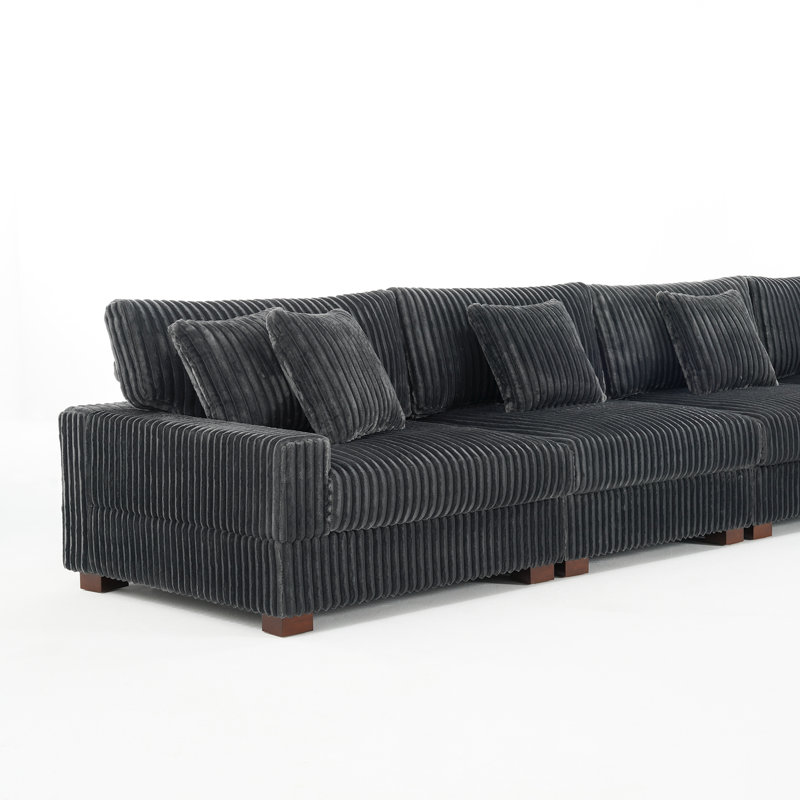 5 Seater Seating Component, Grey Faux Fur