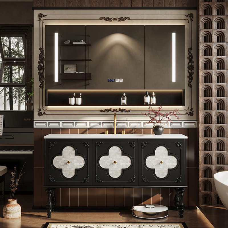 American-style fashionable bathroom cabinet, 47", Black