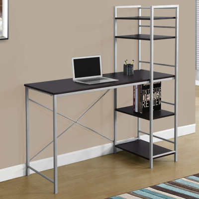 Bureau d'ordinateur avec tablettes de rangement pour ordinateur portable de 48 po de longueur en stratifié et en métal Erda