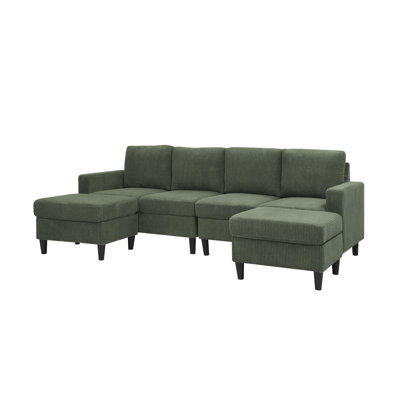 Ranjeeta 101" Wide Modular Sofa with Ottoman