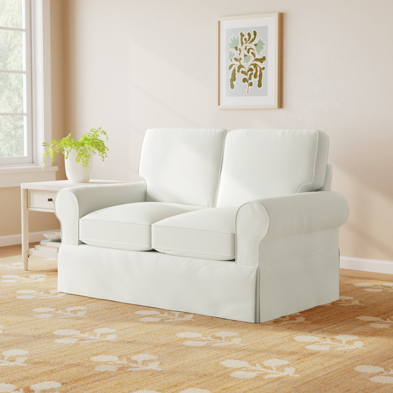 Porter 62'' Slipcovered Loveseat, Bayou Off White Canvas