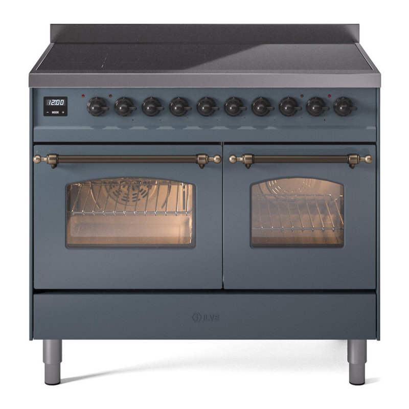 ILVE Nostalgie II 40 in Induction Range, Blue Gray/Bronze