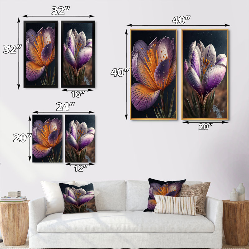 " Blooming Crocus " 2 - Pieces, Black Framed, 20" H x 24" W