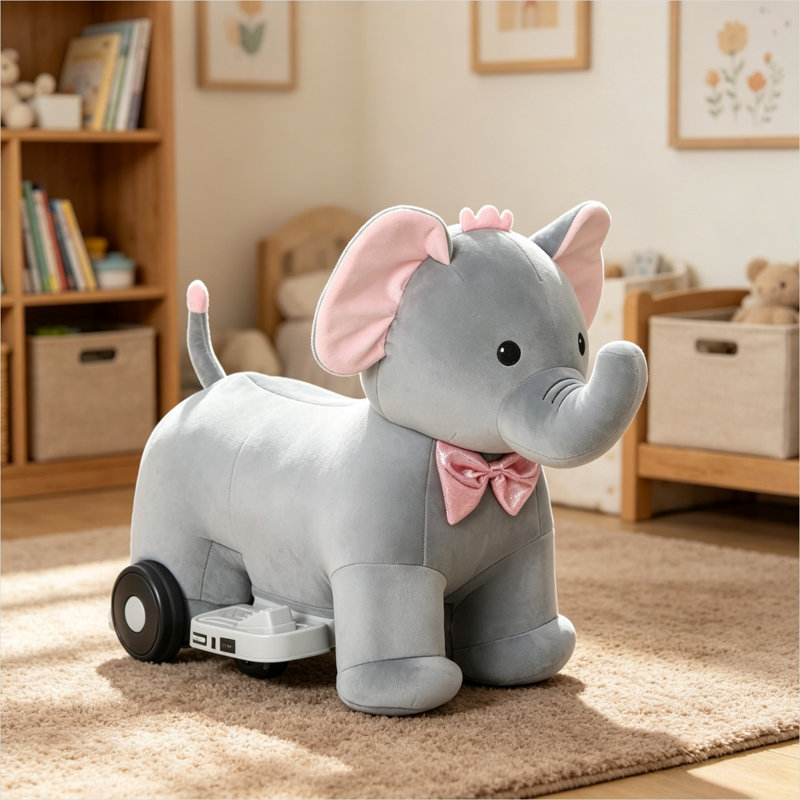 Jouets pour bébé à batterie 6V Ride-On, combinant 29,1 x 13,4 x 20,1 po, polyester gris et PP, et gris