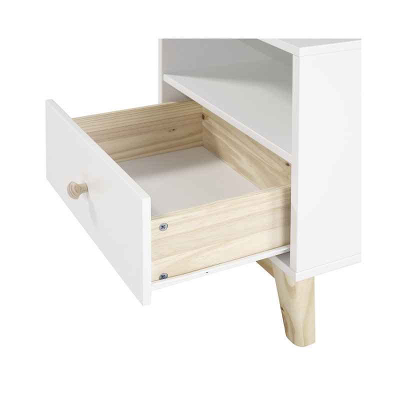 Table de chevet à 1 tiroir de style scandinave massif de style scandinave massif Caillier