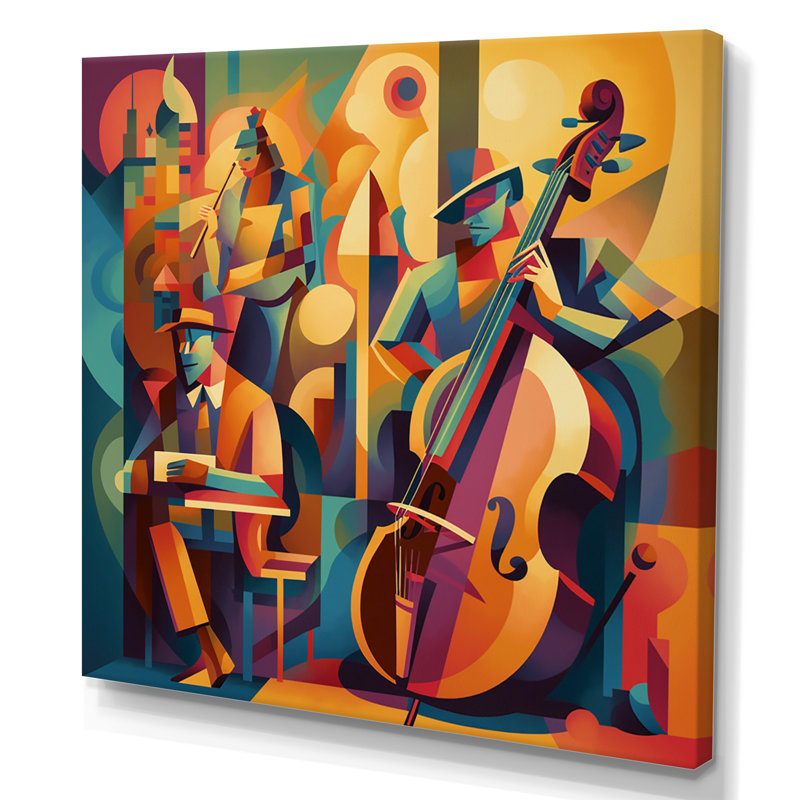 Jazz Band Performance I - Music Jazz, art mural, H 36 po x l 36 po x P 1,5 po, Toile tendue