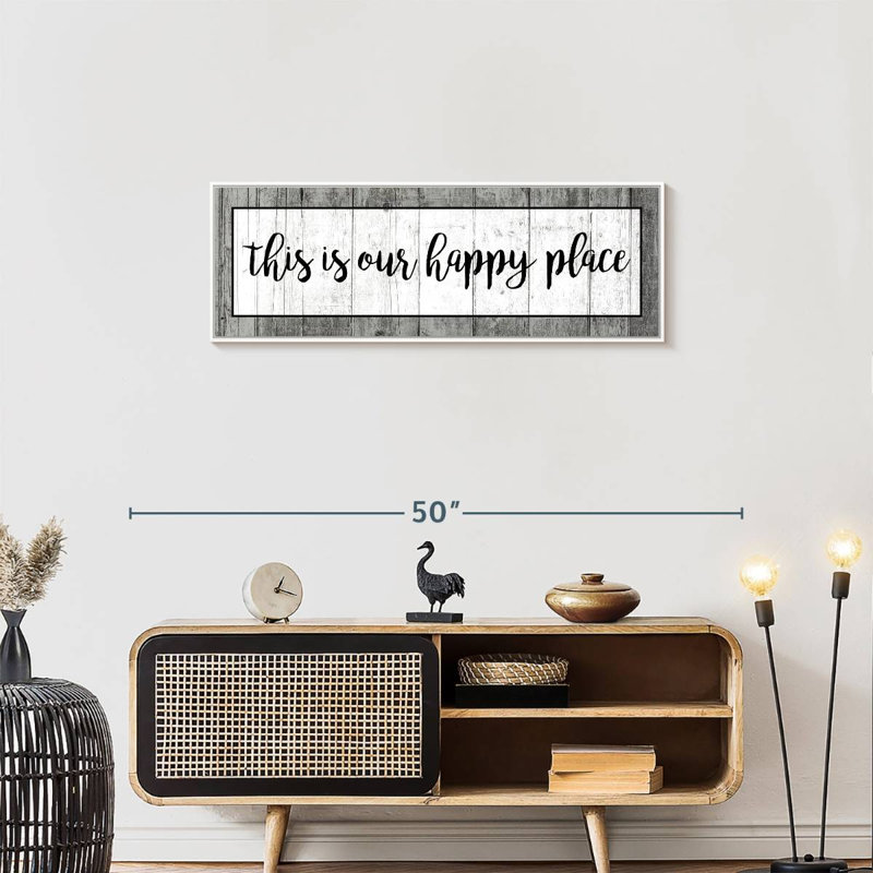 Plaque murale «This is our happy place», Floating Frame White, 37" X 13"