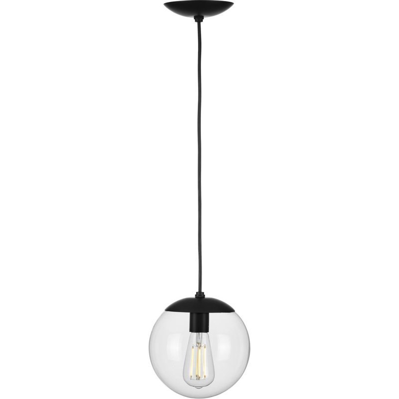 Luminaire suspendu en forme de globe à 1 lumière Chanie, Noir mat, H 8,75 po x l 8 po x P 8 po