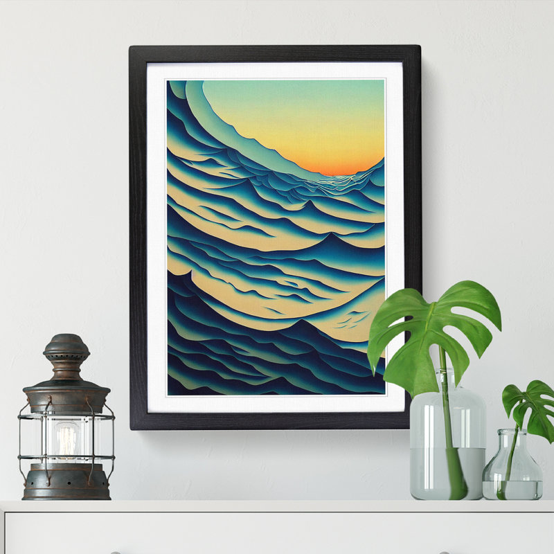 FRM-V0523-1624X Ocean Seascape Abstract Vol.1 - Picture Frame Print, 64cm H x 46cm W x 2cm D, Black