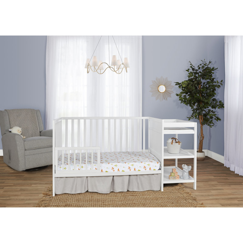 White Pine Convertible Toddler Crib with Changing Table