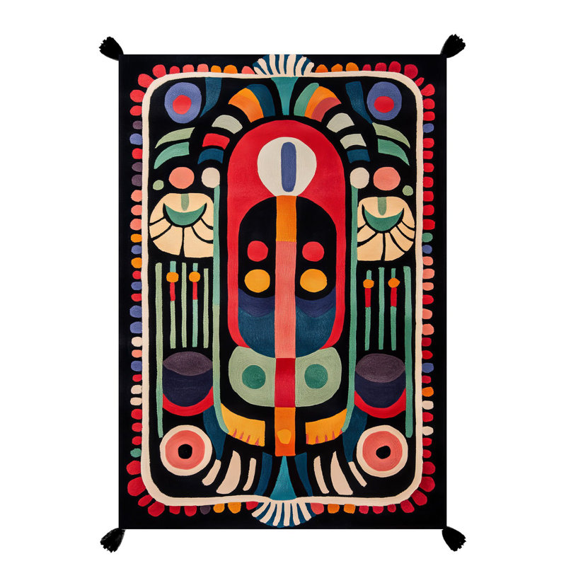 Tapis tissé multicolore à motif abstrait frangé Nora Art, Tapis de couloir 3 pi 3,37 po x 9 pi 10,11 po