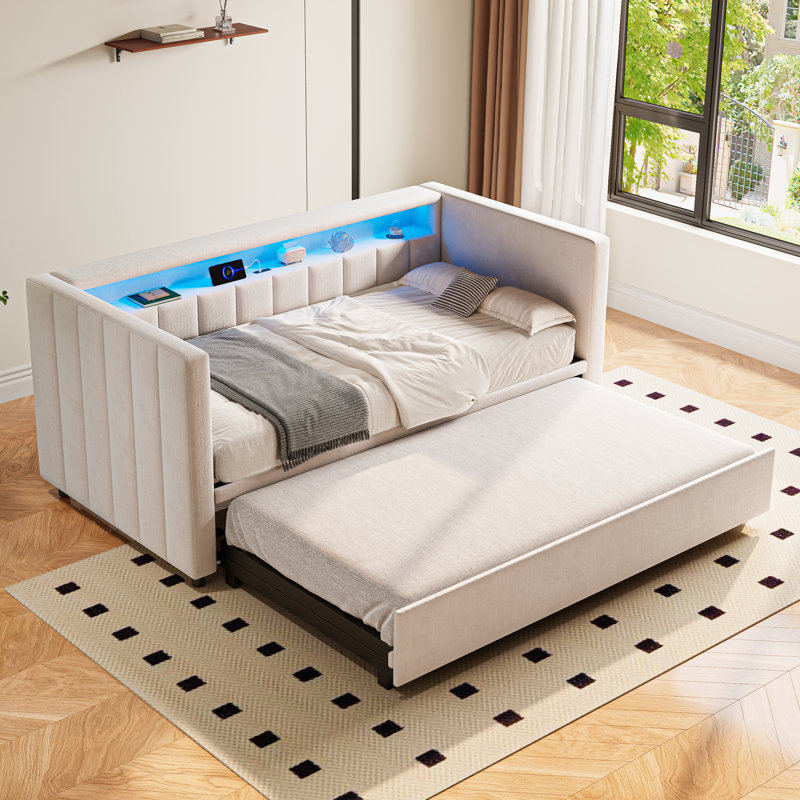 Upholstered Bed, Beige