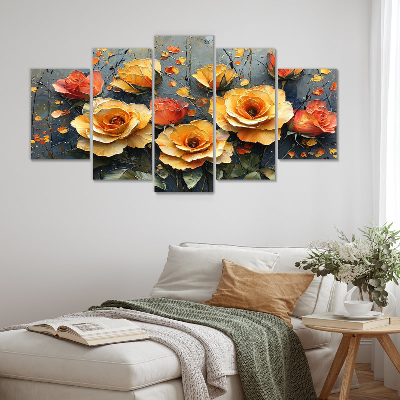 Aquarelle, pétales de rose dans le vent - roses, art mural - ensemble d'art mural moderne diamant