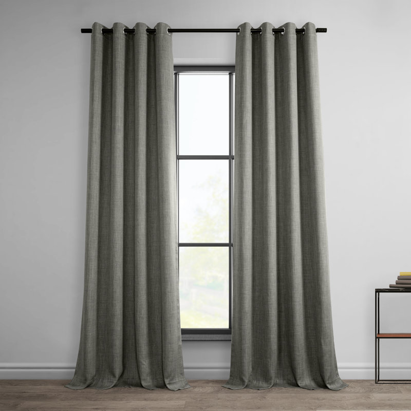 Panneau de rideau simple obscurcissant en lin Oneridge, L 50 po x L 108 po, Gris Blazer