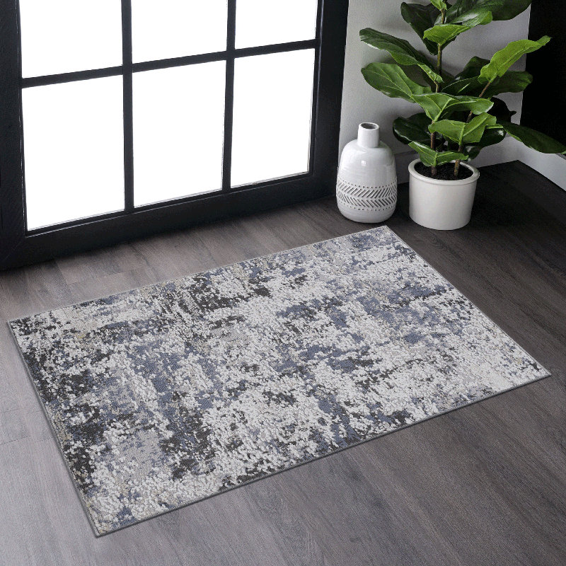 Paillasson 2X3 gris / denim / abstrait, Rectangulaire 3 pi x 2 pi