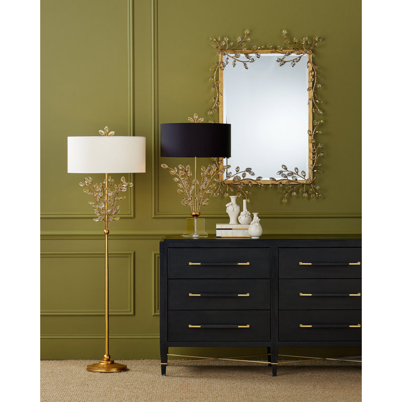 Forget-Me-Not Rectangle Beveled Mirror, Gold