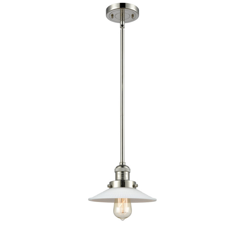 Luminaire suspendu conique à 1 lumière Miramontes, Ampoule incandescente rétro de 60 watts, Nickel poli