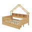 Lits plateforme en bois pleine grandeur avec DEL, tablettes de rangement, tiroirs et garde-corps-1932042454