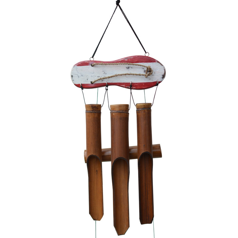 Weather Resistant Bamboo Abstract Wind Chime, Red