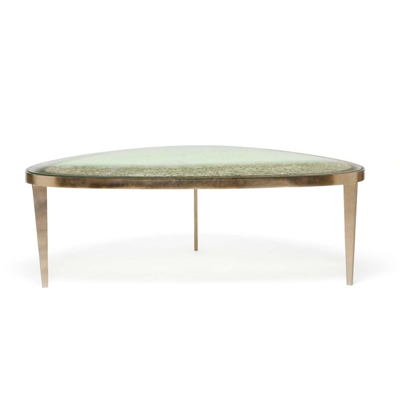 Jan Glass Cocktail Table, Taupe Gray Top/Champagne Base