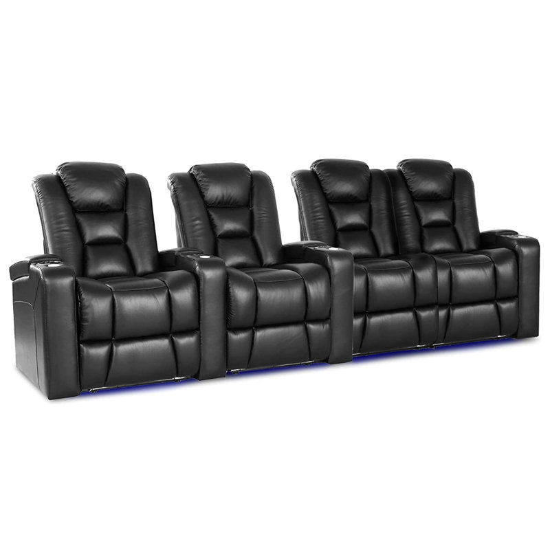 Siège de cinéma en cuir véritable de 135 po de largeur avec porte-gobelet