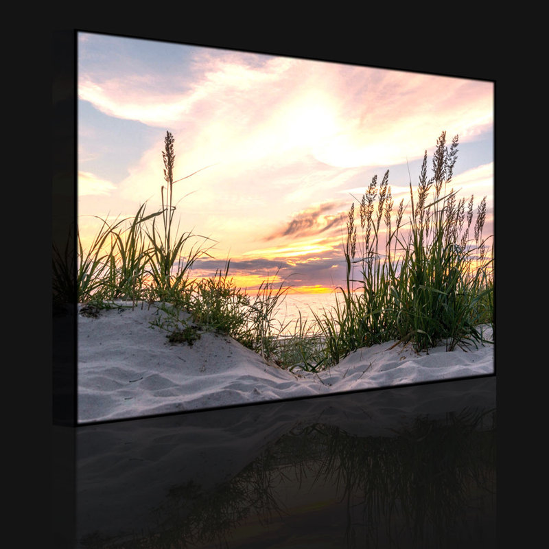 Grass On The Beach At Sunset by No - Wrapped Canvas Print, 40cm H x 60cm W x 4.5cm D, Without lighting