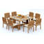 9 Pcs Grade-A Teak Wood Dining Set: 60" Square Rectangle Butterfly Table And 8 Wave Stacking Arm Chairs #11WV1408-1752138223