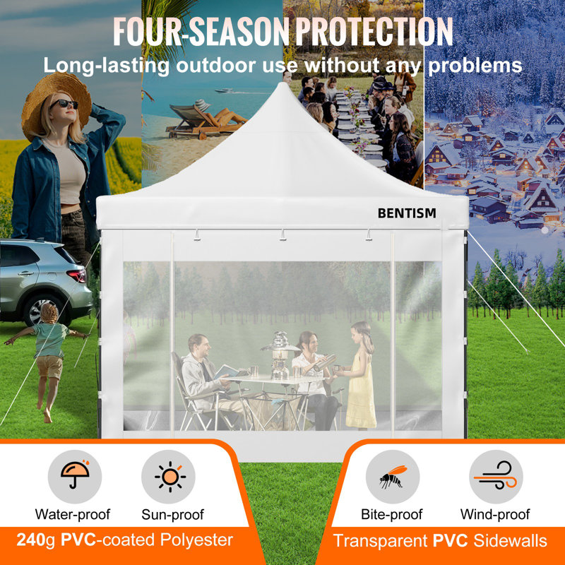 White 10 x 10 ft Outdoor Patio Gazebo Tent with PVC-Coated Polyester Top
