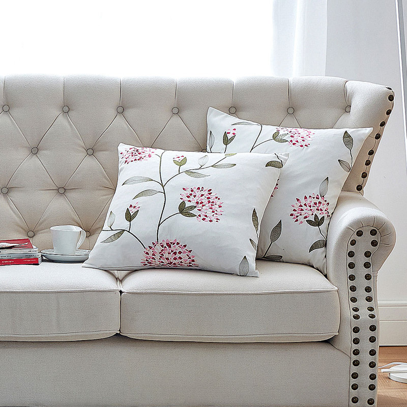 Floral Square Cushion Cover, Burgundy