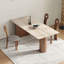Table rectangulaire blanche en pierre avec table en bois massif pour la salle à manger / cuisine-1205842640
