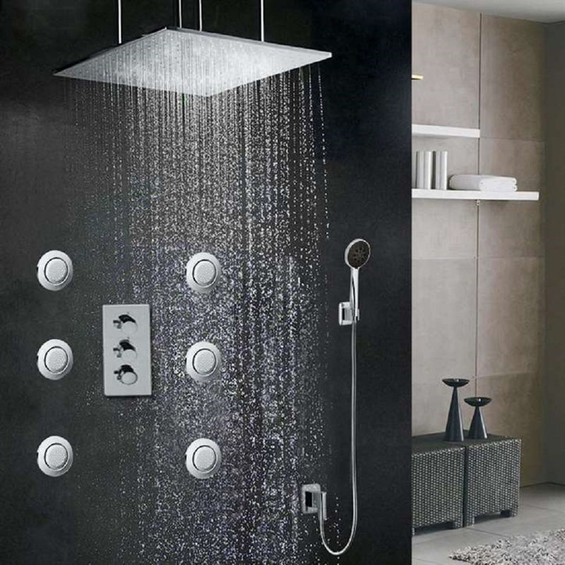 Grand ensemble de douche à pluie de luxe Sofia pour votre salle de bain, Chrome chrome